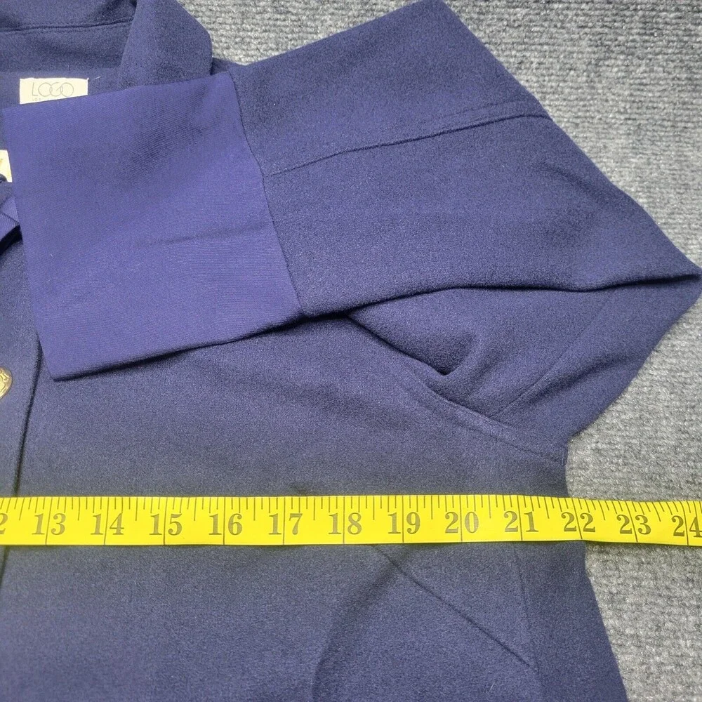 LOGO by Lori Goldstein Legacy Double Knit Coat Medium Size Blue Jacket w Pockets